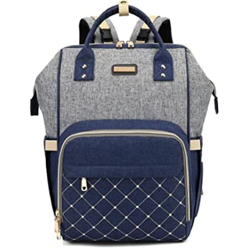 Diaper Bag Backpack, Diaper Bags for Baby Girls Boys, Baby Bags for Moms Dads, Nappy Changing Bag with Insulated Pockets,Multi-functional Waterproof Backpack with Stroller straps- Light Grey Blue