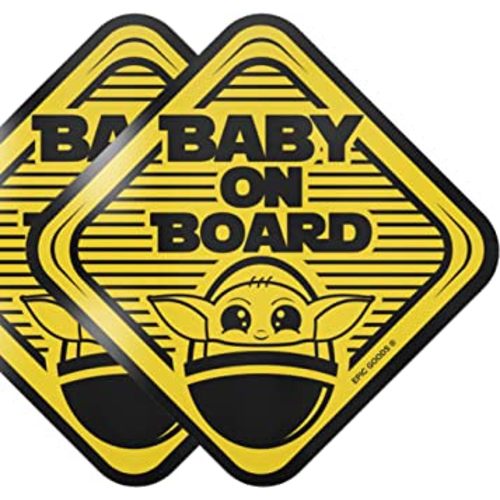 Cute Baby On Board Magnets [2-Pack] Baby Shower Registry Gift Set - Safety Sign for Car, Truck, Van, Bumper, Laptop, Flask, Water Bottle (Magnets)