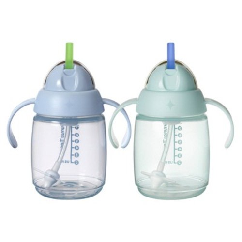 Tommee Tippee 8oz Weighted Starter Straw Sippy Cup - Blue & Green - 2pk