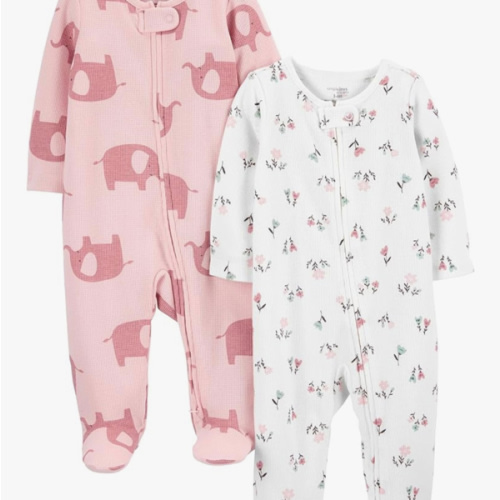 Simple Joys by Carter's baby-girls 2-way Zip Thermal Footed Sleep and Play, Pack of 2
