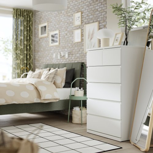 STORKLINTA 6-drawer chest - white/anchor/unlock-function 70x48x120 cm (27 1/2x18 7/8x47 1/4 ")