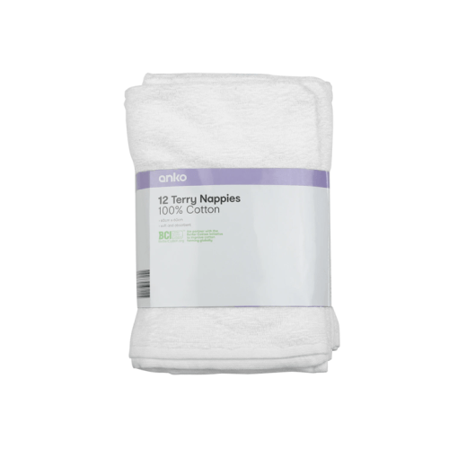 12 Pack Cotton Terry Nappies
