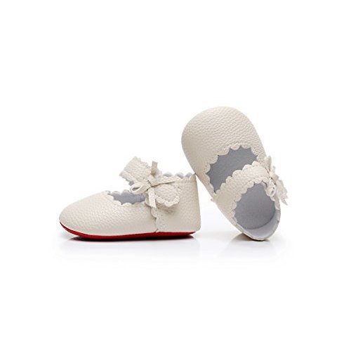 HONGTEYA Infant Baby Girls Ballet Dress Shoes Mary Jane Princess Soft Sole Frist Walkers Crib Moccasins ï¼ˆ6-12Months/US 5/4.72/See Size Chart,Beige