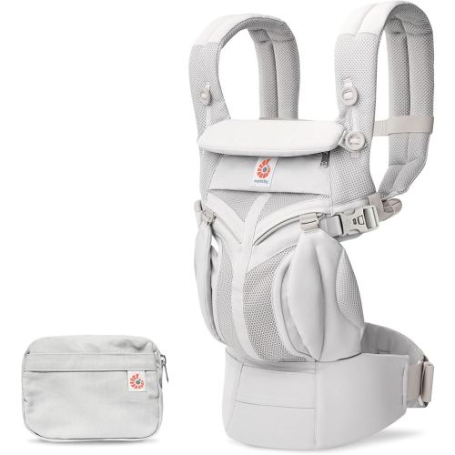 Ergobaby Omni 360 Cool Air Mesh Baby Carrier - All-in-One Newborn to Toddler Carrier (7-20kg), Breathable, Ergonomic Design with Lumbar Support - Baby Travel Essentials - Pearl Grey