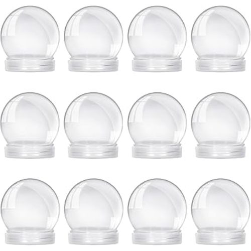 Auihiay 12PCS 3.6 Inch Plastic Snow Globe Clear Plastic Water Globe with Screw Off Cap for DIY Crafts Home Decoration
