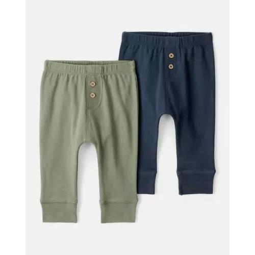 Baby Boy 2-Pack 100% Cotton Pull-On Pants - Green/Navy | Carter's
