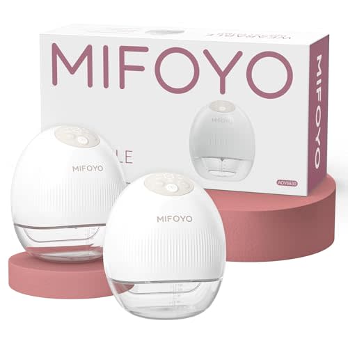 Hands Free Breast Pump, Wearable Electric Breastfeeding Pump with 4 Modes & 9 Suction Levels, LED Display & Rechargeable Battery Low Noise for Moms, Baby-Like Comfort, 24mm, 2-Pack