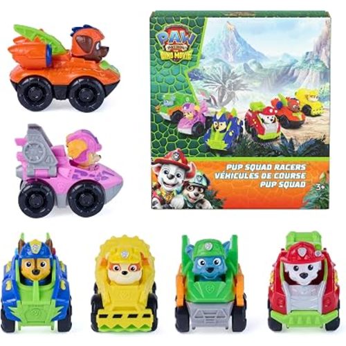 PAW Patrol Paquete de 6 autos de juguete The Dino Movie Pup Squad Racers