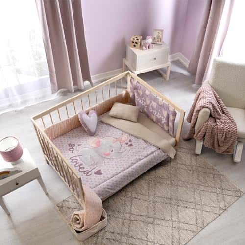 Vianney Baby - 3-Piece Crib Comforter Set - Light Purple Elephant Design - Soft, Breathable Bedding for Newborns and Infants