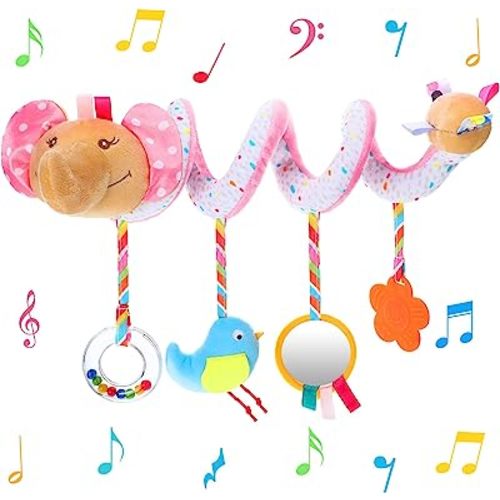 Civaner Newborn Car Seat Toys Stroller Toys for Baby 0-6 Months Infant Activity Spiral Plush Toys Hanging Car Seat Crib Toy for Boy Girls Spiral Hanging Plush Toy Baby Shower Thank You Gift(Delicate)