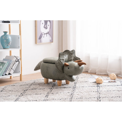 Zoomie Kids Bough 14.17" Wide Faux Leather Dinosaur Storage Ottoman & Reviews | Wayfair