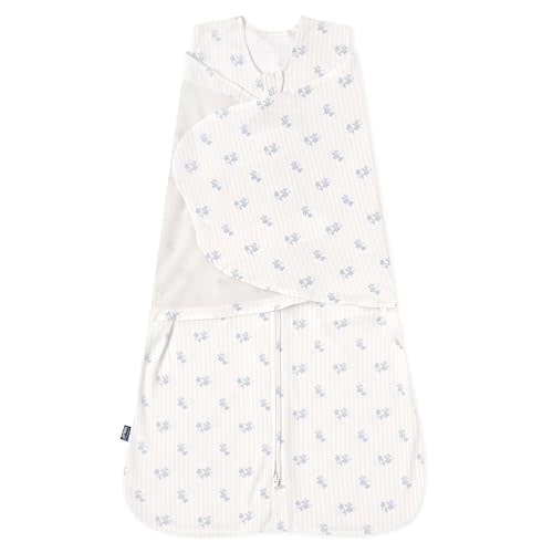 HALO 100% Cotton Sleepsack Swaddle, 3-Way Adjustable Wearable Blanket, TOG 1.5, Floral Vintage Stripe, Newborn, 0-3 Months