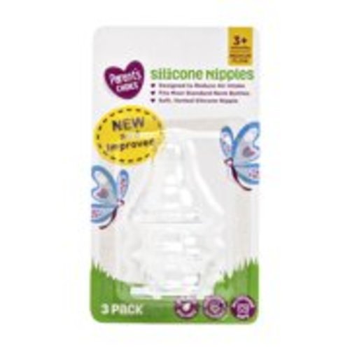 Parent's Choice Medium Flow Bottle Nipples, 3 count