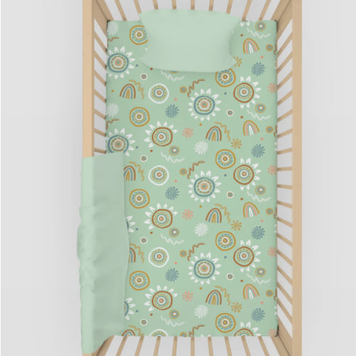 Sand Paintings (Green) - Fitted Cot Sheet