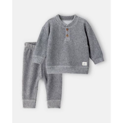 Baby Boy 2-Piece Ribbed Pullover Sweatshirt & Pants Set - Grey - Carter's | Carter's