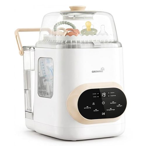 Grownsy EaseClean Pro Bottle Washer | Visible Cleaning Windows | All-in-One Wash, Sterilize & Dry System | 360° High-Pressure Cleaning | for Bottles, Pump Parts & Baby Essentials