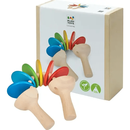 PlanToys Wooden Clatter Toy Percussion Musical Instrument (6413) | Sustainably Made from Rubberwood and Non-Toxic Paints and Dyes