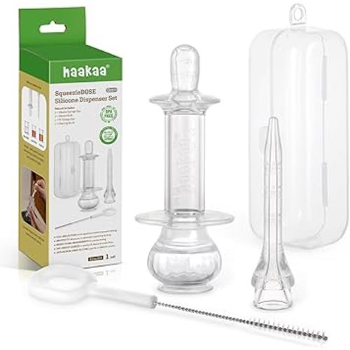 haakaa Baby Medicine Dispenser Set,Baby Essentials,Baby Medicine Syringe,Unique Silicone Ball Design,Medical-Grade Silicone,0 Months+