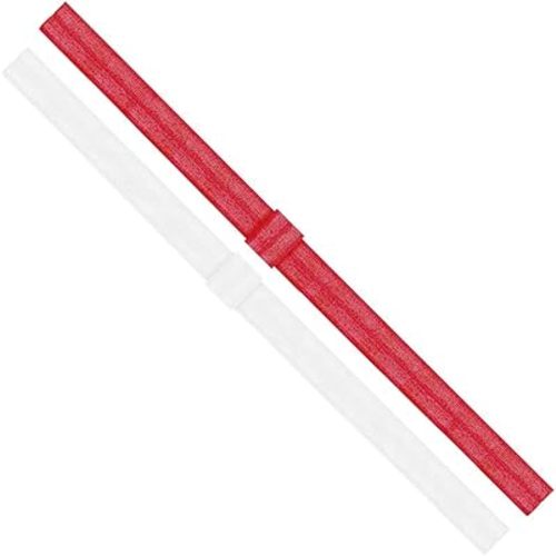 Wee Ones Baby Girls' Two Add-A-Bow Baby Elastic Head Bands - White and Red (0-6 Months)