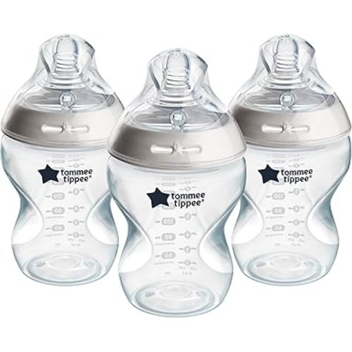 Tommee Tippee Baby Bottles, Natural Start Anti-Colic Baby Bottle with Slow Flow Breast-Like Teat, 260ml, 0m+, Self-Sterilising, Baby Feeding Essentials, Pack of 3