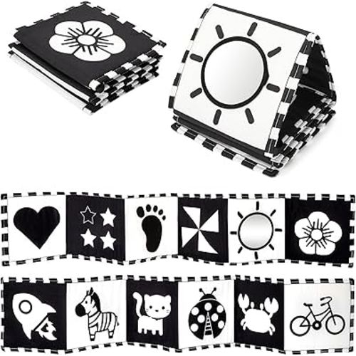 URMYWO Black and White Tummy Time High Contrast Newborn Toys 0-3 Months, Soft Baby Book, Visual Stimulation Montessori Sensory Infant Toys 0-6-12 Months, Shower Gift for Boys Girls