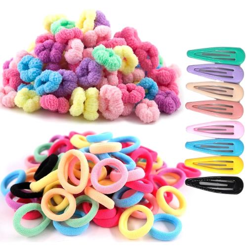 200-210pcs No Damage Soft Hair Ties for Toddler Girls,Age 0-6,Mini SizeHair Bands for Infant,Tiny Hair Elastics,Candy Color,Cotton,Ponytail Holders (Type D)