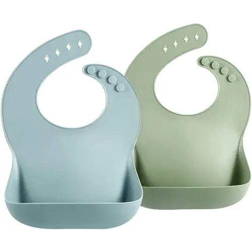 PandaEar Silicone Baby Feeding Bibs for Babies & Toddlers (10-72 Months) Waterproof, Soft, Unisex, Non Messy |Blue Green