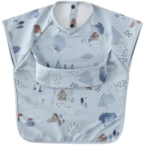 GZMM Waterproof Baby Bibs,Infant Toddler Extra Cover Feeding Bib With Food Catcher,Easy Clean & Washable