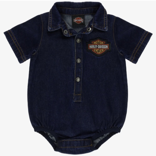 Bar & Shield Denim Onesie | 12-18 M | Harley-Davidson USA