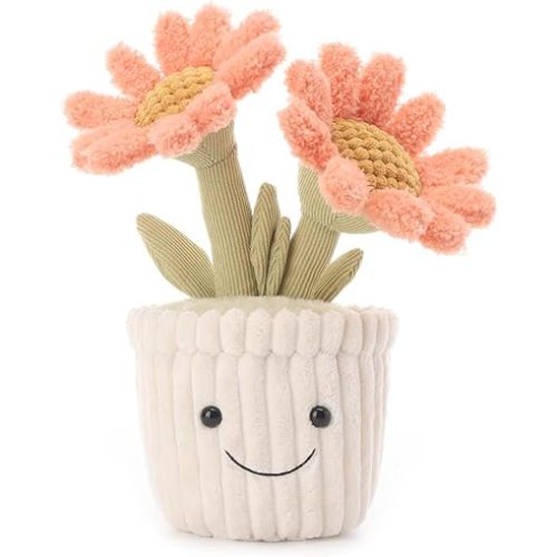 Apricot Lamb Orange Pink Potted Daisy Sunflower Stuffed Animals for Kids, Soft Cute Plush Toys for Baby Girl and Boy, 10 Inches