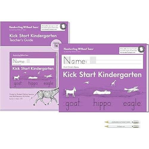 Handwriting Without Tears Kick Start Kindergarten Printing Bundle,Age 5+, Kindergarten+,Handwriting Without Tears,Student & Teacher Workbooks,School & Home,Language Arts,Tutoring,Tiny Pencils Included