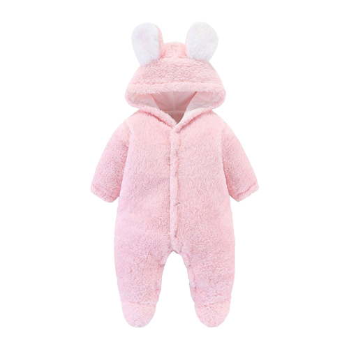 Kogui Newborn Girl Clothes Baby Fleece Snowsuit Jumpsuit Winter Warm Hooded Romper Coat Outwear Clothes for Infant Girls Boys 9 12 Months (Pink,9-12 Months)