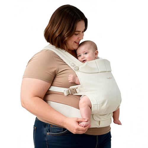 Plus Size Baby Carrier – Widened Shoulder & Waist Straps with Extended Waist, Reinforced Lumbar Support, Linen-Touch Fabric, Ergonomic “M” Position for Newborn to Toddler (7–44 lbs).
