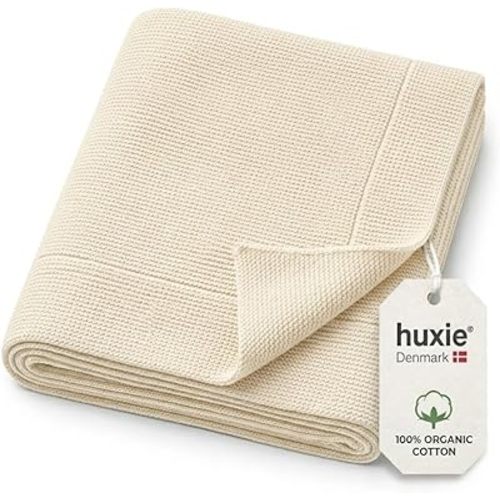 Knitted Organic Cotton Baby Blanket- Swaddle Blanket, 30" x 40" Soft Receiving Blanket for Newborn. (Ultra Soft Ivory)