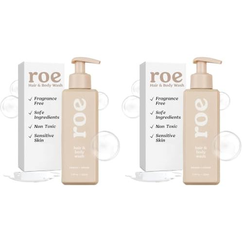 Roe Wellness- Toddler & Baby Body Wash & Shampoo Moisturizing Clean Ingredients | Suitable for Sensitive Skin, Fragrance-Free, Natural Vanilla Scent, Fresh Cleaning | 9.4 fl oz. (Pack of 2)