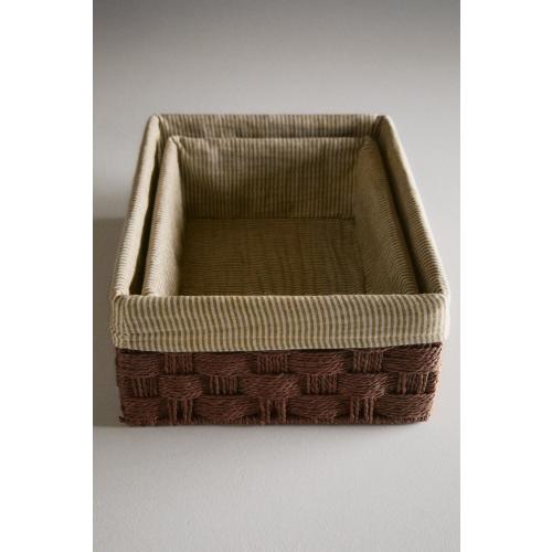 RECTANGULAR FABRIC-LINED BASKET - Brown | ZARA United States