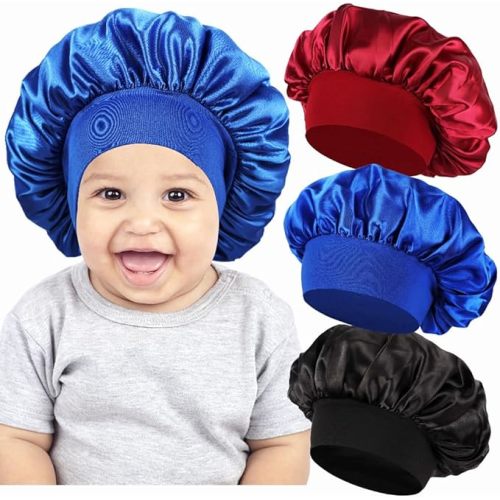 3 Pcs Baby Bonnets for Sleeping,Silk Sleep Cap for Baby Girls and Boys