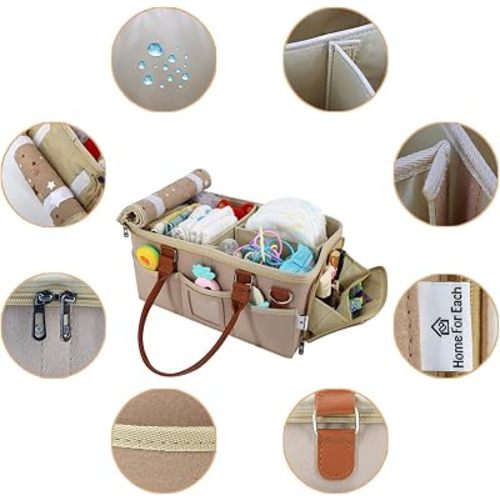 Baby Diaper Caddy Organizer, Waterproof Travel Bag