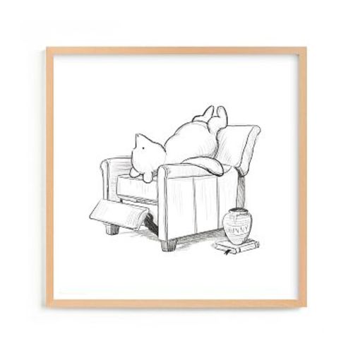 Minted Pooh Lounging from Disney's Winnie the Pooh Wall Art by Stefanie Lane, 24x24, Natural Frame