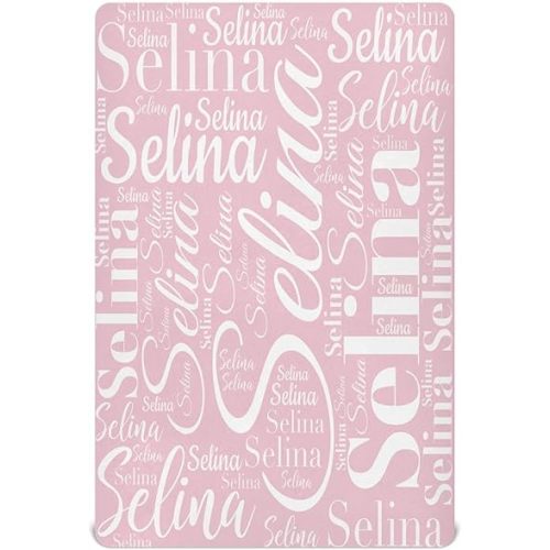 Emelivor Custom Name Pink Crib Sheet for Boys Girls Baby Personalized Fitted Crib Sheet Customized Pack n Play Sheets Fitted for Girls Boys, 52" x 28"