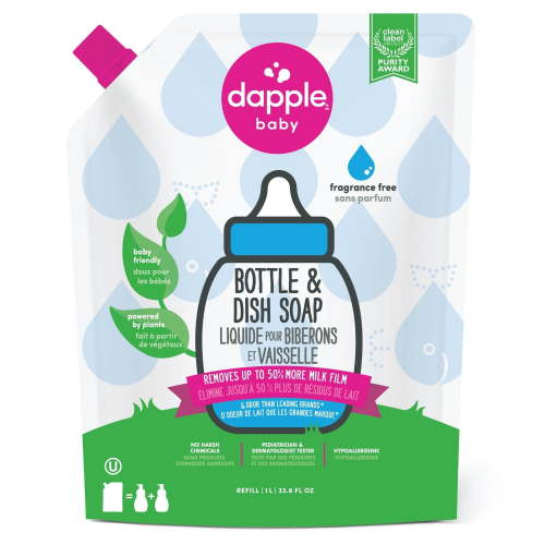 Dapple® Bottle & Dish Soap, Fragrance Free, Refill Size, 1L, Superior cleaning power - Walmart.ca