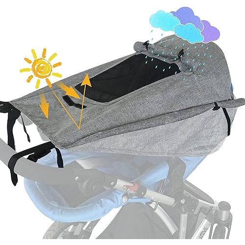 Baby Stroller Universal UPF 50+ Sun Protector Shade Blackout Cover Pushchair Shield Canopy Pram Rain Sunshade With See Through Extender Accessory Easy Installation