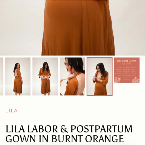 Lila Labor & Postpartum Gown in Burnt Orange