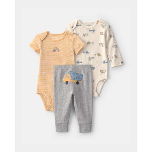 Baby Boy 3-Piece Construction Bodysuit & Pant Set - Yellow/Grey/Ivory | Carter's