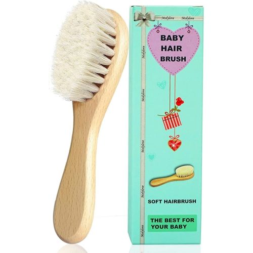 Baby Hair Brush, Wooden Goat Bristles Hair Brush for Newborns & Toddlers, Ideal for Cradle Cap, Perfect Baby Registry Gift, Hypoallergenic, 1 Count