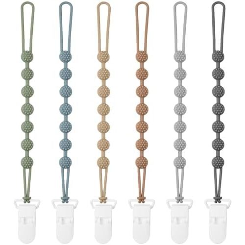 6 Pack Silicone Pacifier Clip with One Piece Design for Baby