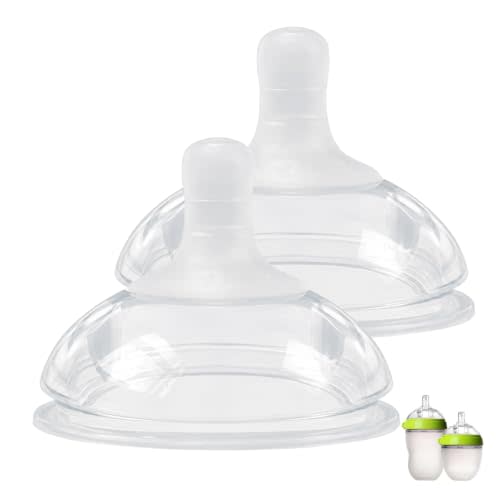 Silicone Nipples for Comotomo Baby Bottles, Food Grade Soft Replacement Nipple, Fast Flow (6+ Months), Pack of 2