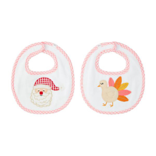 Girl Reversible Thanksgiving And Christmas Bib