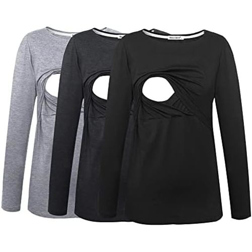 Smallshow Women's Maternity Nursing Tops Comfy Long Sleeve Breastfeeding T-Shirt