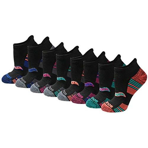 Saucony Women's RunDry Performance Heel Tab Athletic Socks, Available in S-L (8, 16, 24 Pairs)